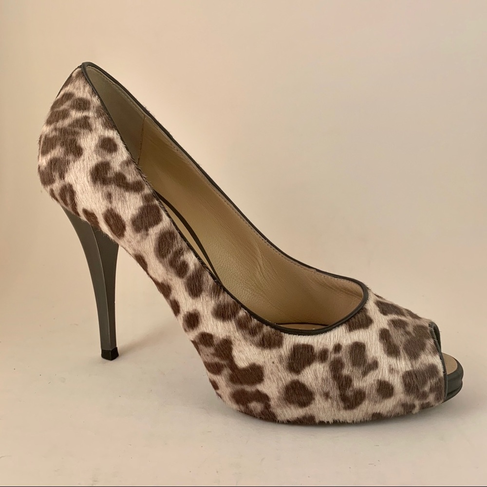 Giuseppe Zanotti Pony Leopard Peep Toe Pumps